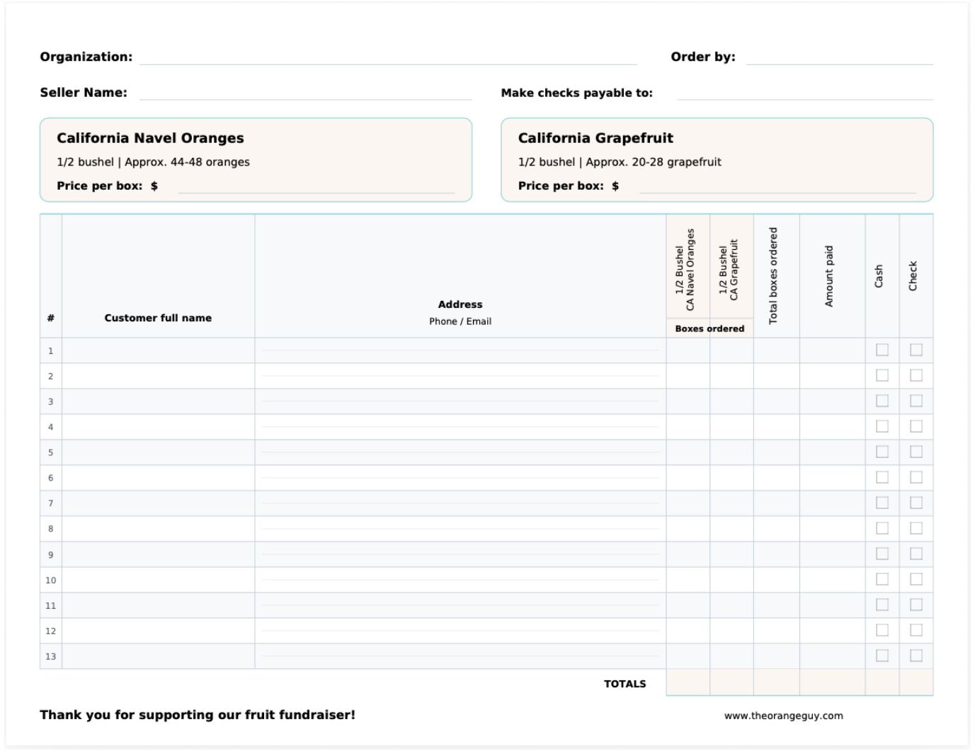 Traditional Order Form